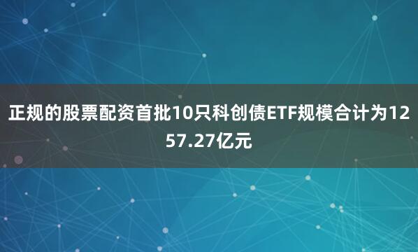正规的股票配资首批10只科创债ETF规模合计为1257.27亿元